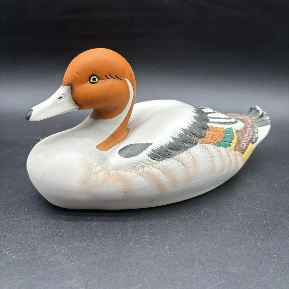Hand Painted Porcelain Duck Decoy Redhead Canvasback Taiwan 10